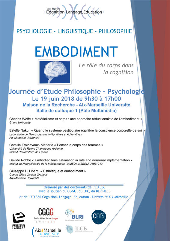 Dernier séminaire du Projet Embodiment mardi 19 juin au Campus Schuman, Aix-en-Provence